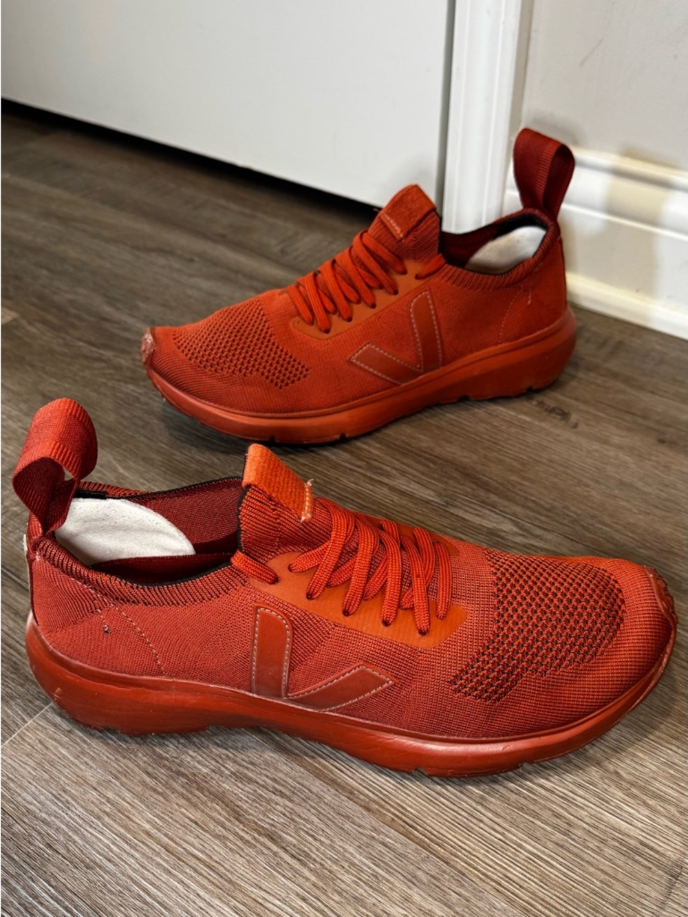 Rick Owens X Veja Runner Style 2 V-Knit Full Rust Orange Sneakers